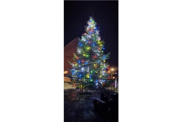 Photo showing the Ockbrook Christmas tree